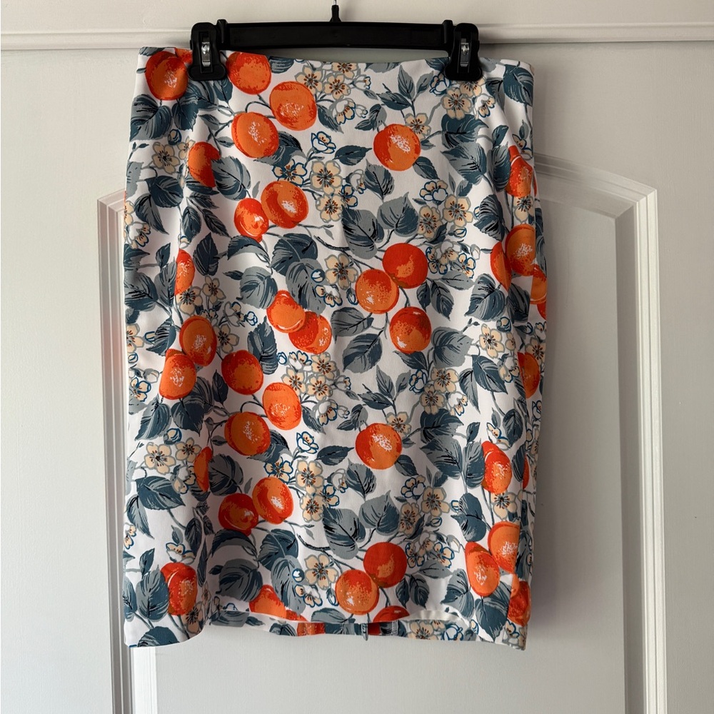 Ann Taylor - Floral Orange Print Pencil Skirt